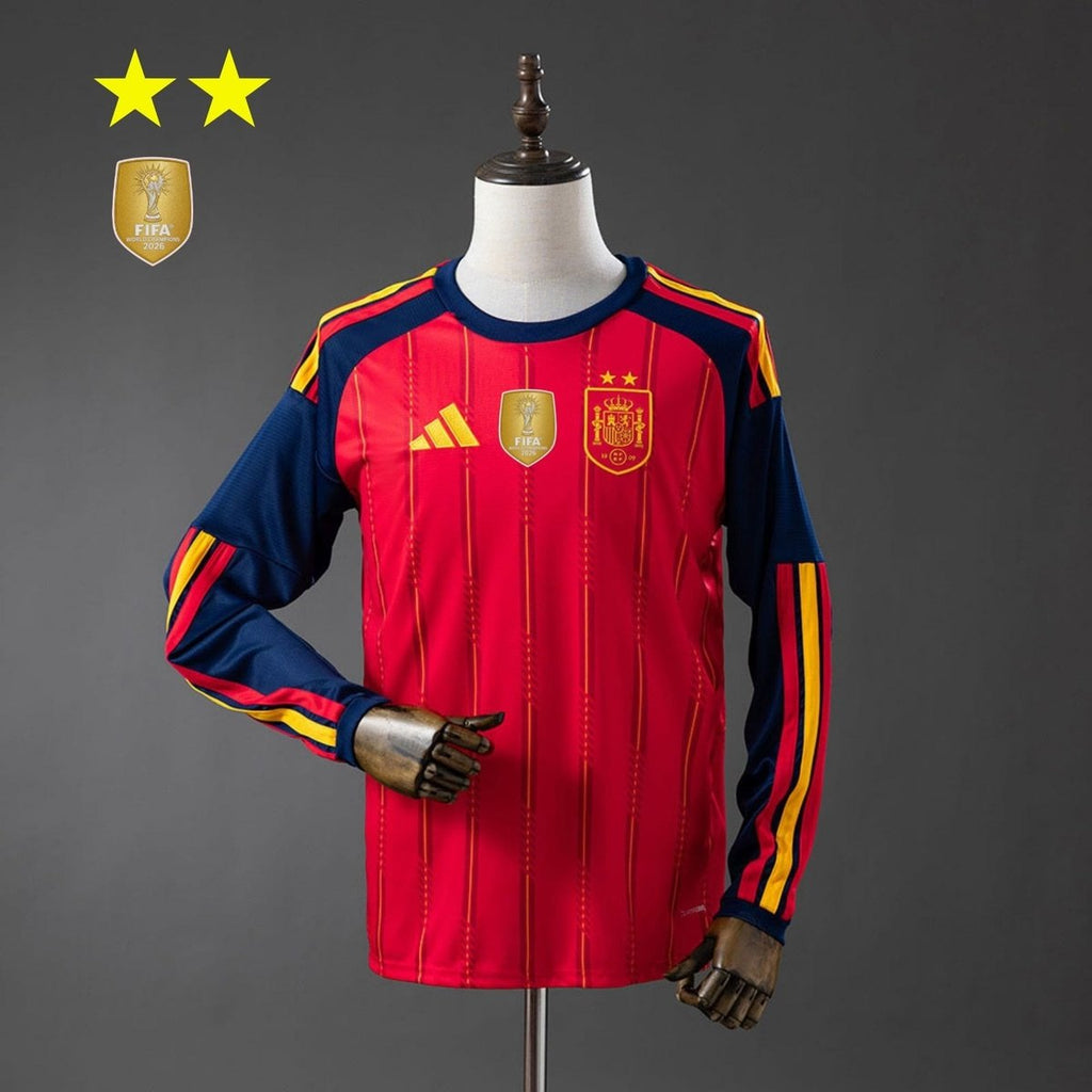 Spain 2026 Home 2-Star Champion Edition Long Sleeve Jersey